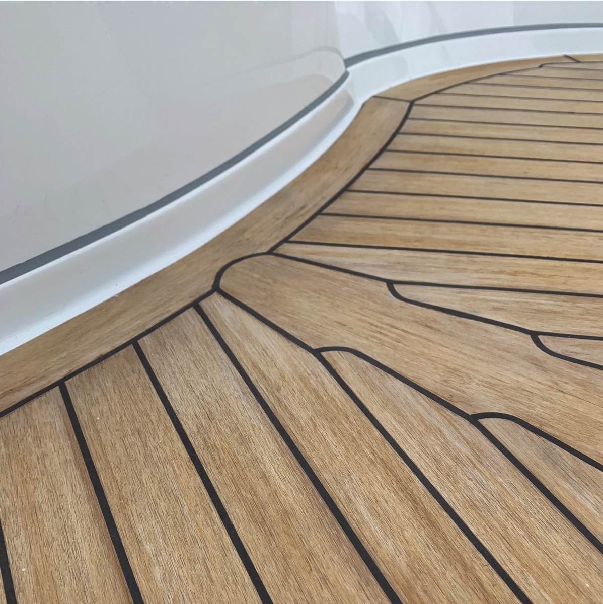 synthetic teak decking detail on a luxury yacht